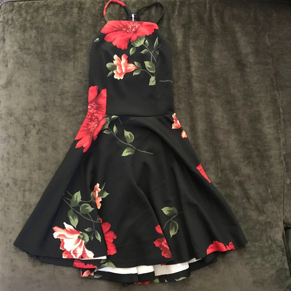 3/$20 Trac Lace Back Floral Skater Dress